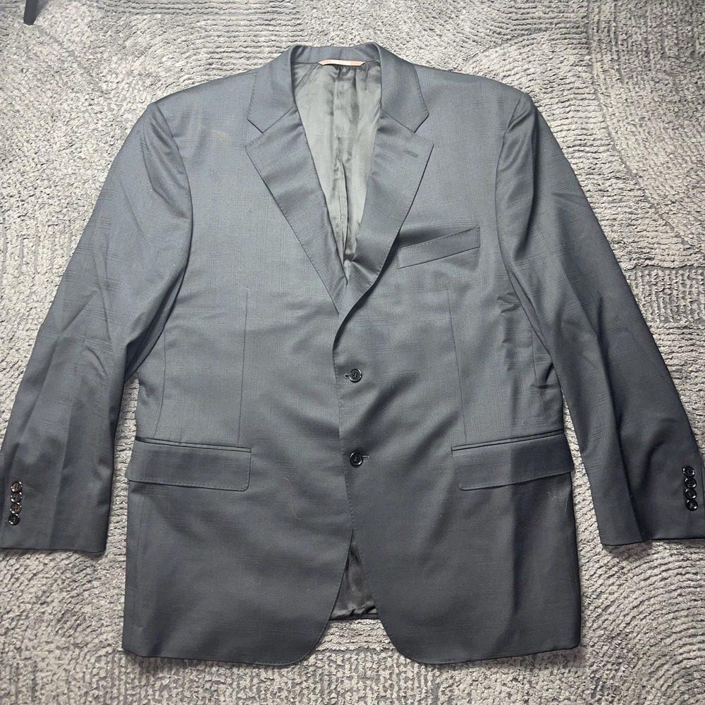Canali Mens‎ Sport Coat 40R Gray Wool Stretch Blazer Made in Italy